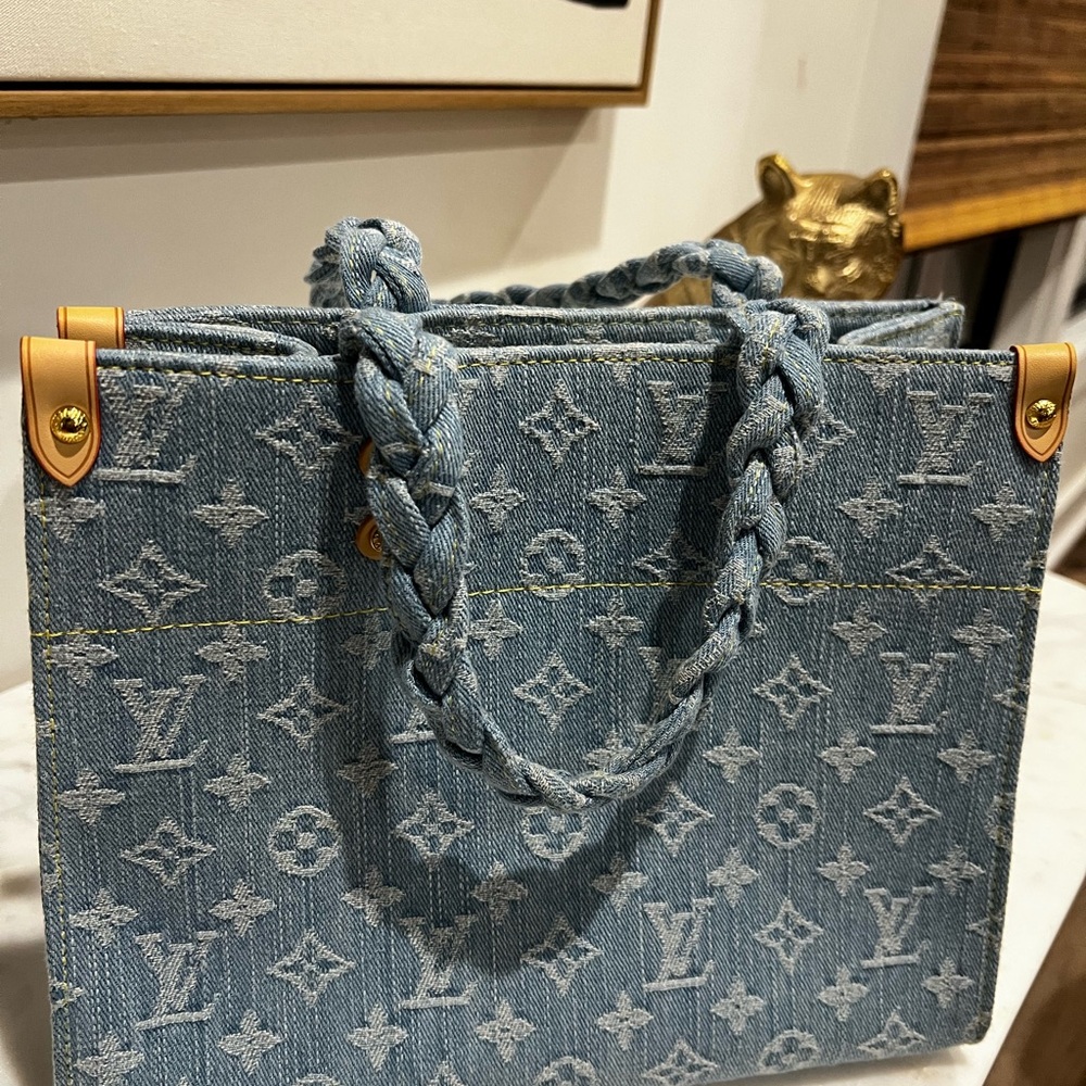 Denim Blue Monogram Tote Bag